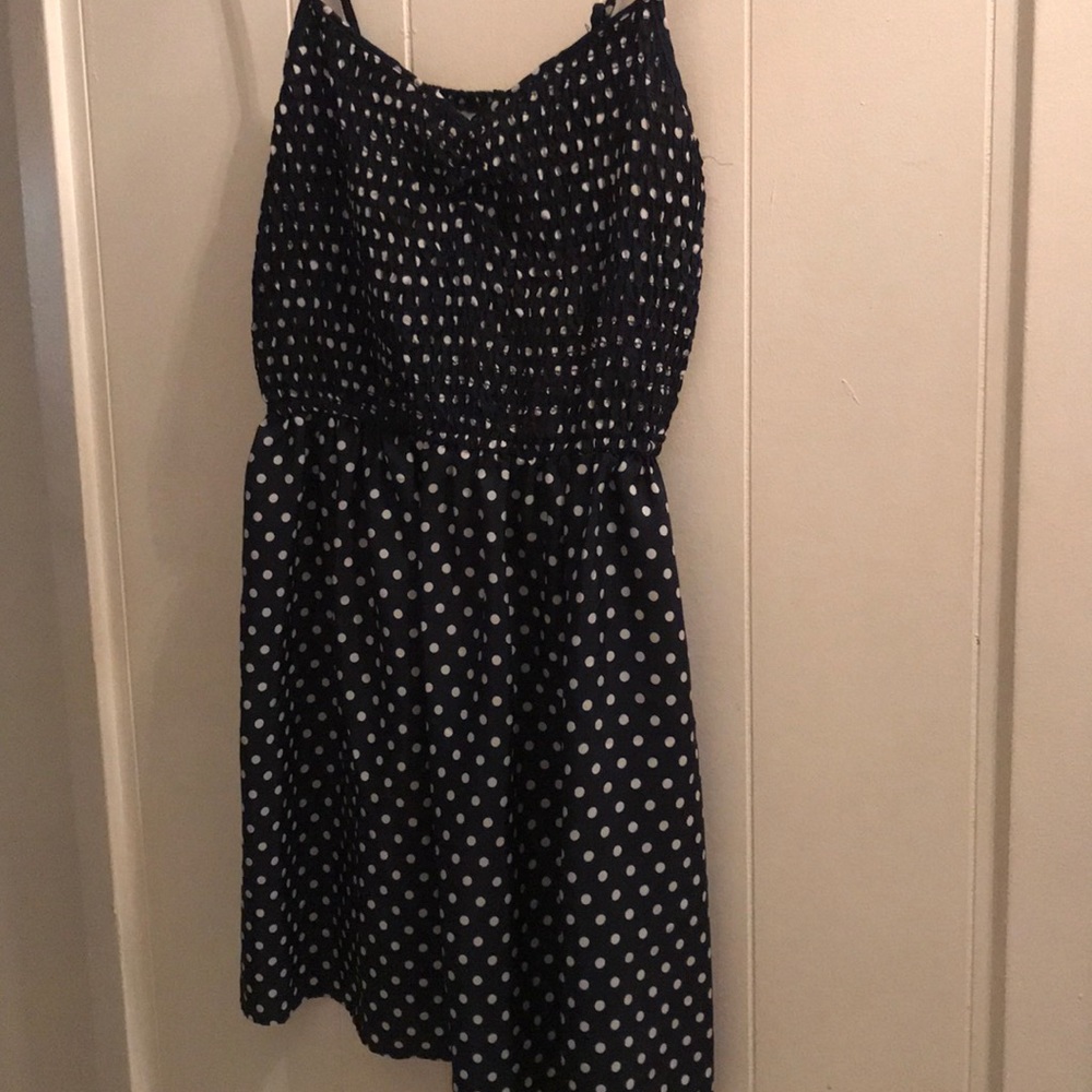 Navy white polka dot dress